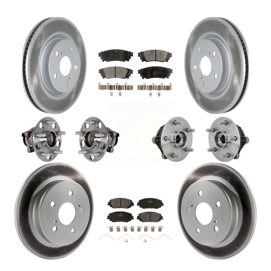 Front Rear Hub Bearings Coated Disc Brake Rotors And Pads Kit (10Pc) For Toyota RAV4 KBB-133046