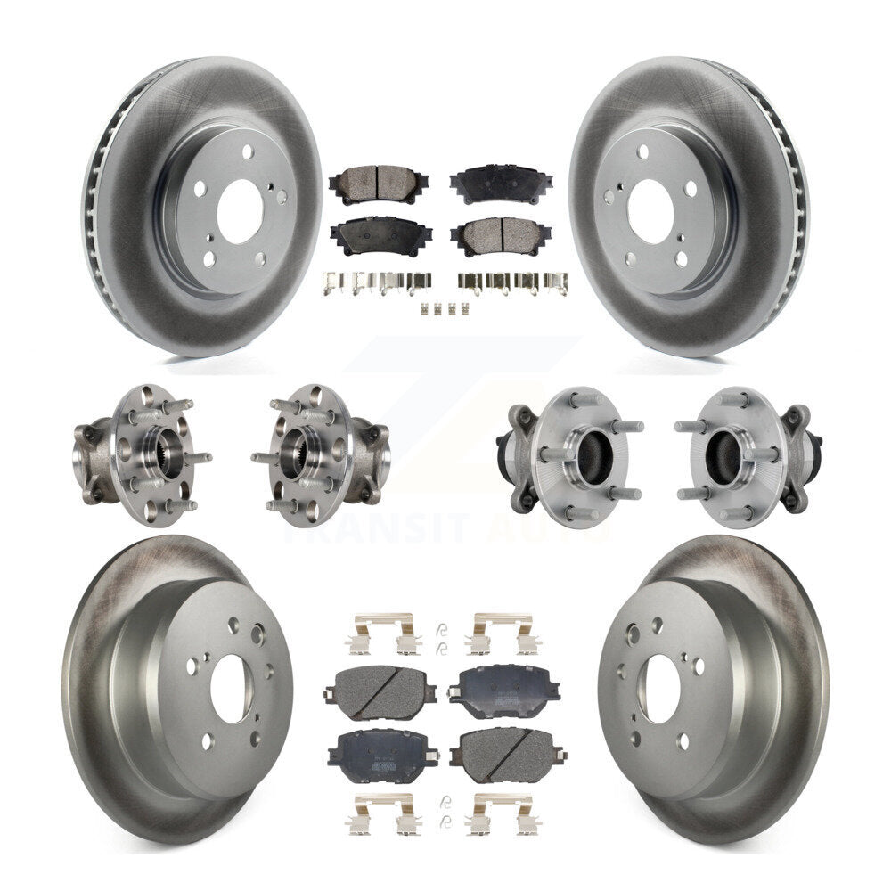 Front Rear Hub Bearing Coat Brake Rotor Pad Kit (10Pc) For 2014 Lexus IS250 Base with RWD KBB-133055