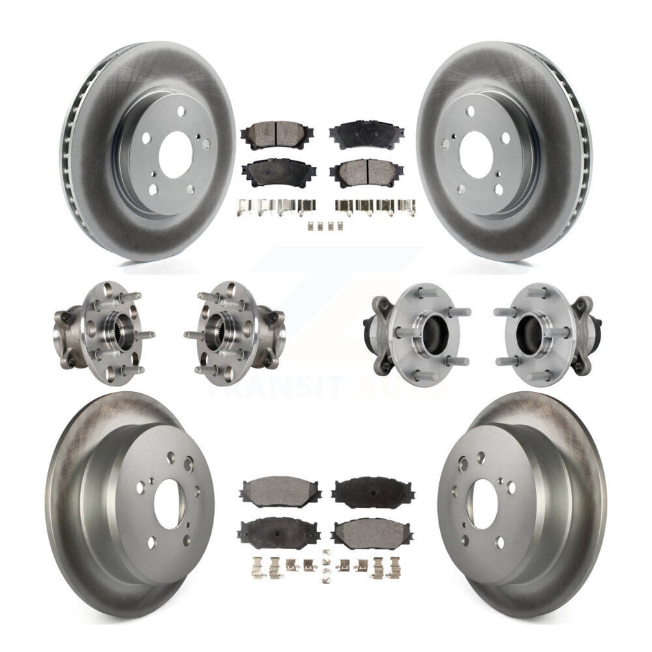 Front Rear Hub Bearing Coated Brake Rotor & Pads Kit (10Pc) For Lexus IS250 Base with RWD KBB-133056
