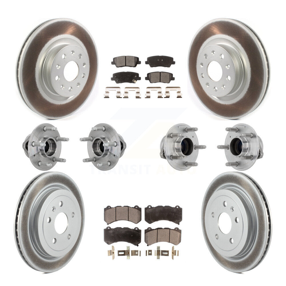 Front Rear Hub Bearings Coated Disc Brake Rotors And Pads Kit (10Pc) For Cadillac CTS KBB-133068