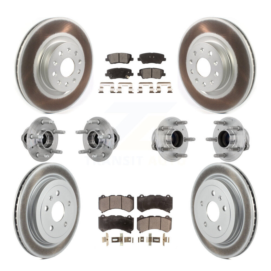 Front Rear Hub Bearings Coated Disc Brake Rotors And Pads Kit (10Pc) For Cadillac CTS KBB-133068