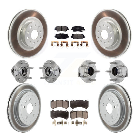 Front Rear Hub Bearings Coated Disc Brake Rotors And Pads Kit (10Pc) For Cadillac CTS KBB-133069