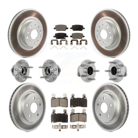 Front Rear Hub Bearing Coated Brake Rotor & Pad Kit (10Pc) For 2016-2018 Cadillac CT6 RWD KBB-133070