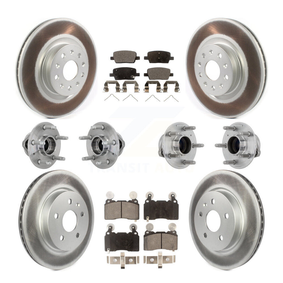 Front Rear Hub Bearing Coated Brake Rotor & Pad Kit (10Pc) For 2016-2018 Cadillac CT6 RWD KBB-133070