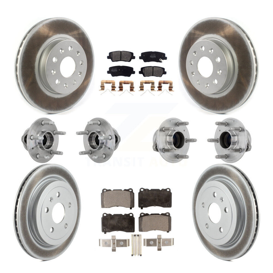 Front Rear Hub Bearings Coated Disc Brake Rotors And Pads Kit (10Pc) For Cadillac CTS KBB-133073