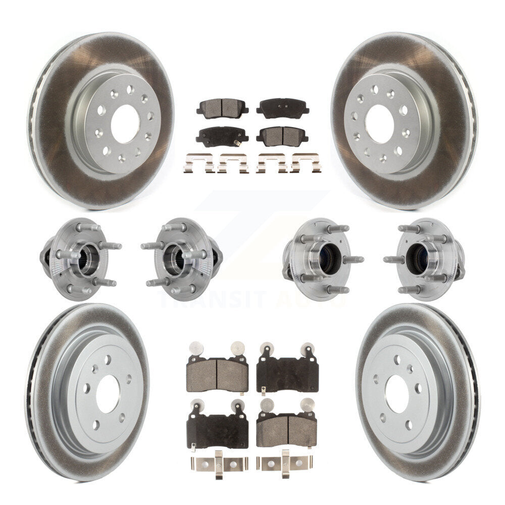 Front Rear Hub Bearings Coated Disc Brake Rotors And Pads Kit (10Pc) For Cadillac CTS KBB-133074