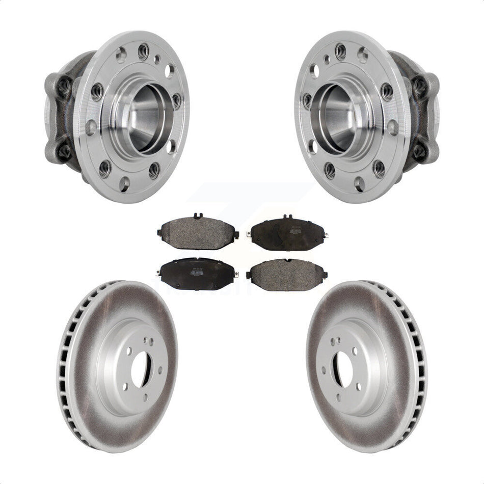 Front Hub Bearing Coated Brake Rotor Pad Kit For Mercedes-Benz C300 Without Sport Package KBB-133088