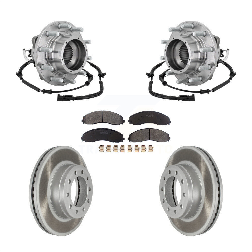 Front Hub Bearing Assembly Coat Brake Rotor Pad Kit For Ford F-450 Super Duty F-550 4 X KBB-133101