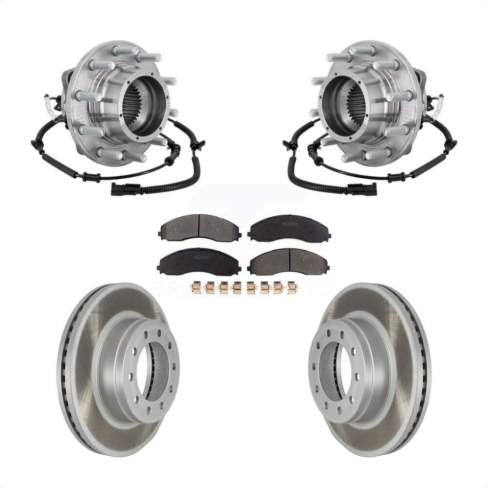 Front Hub Bearing Assembly Coat Brake Rotor Pad Kit For Ford F-450 Super Duty F-550 4 X KBB-133101