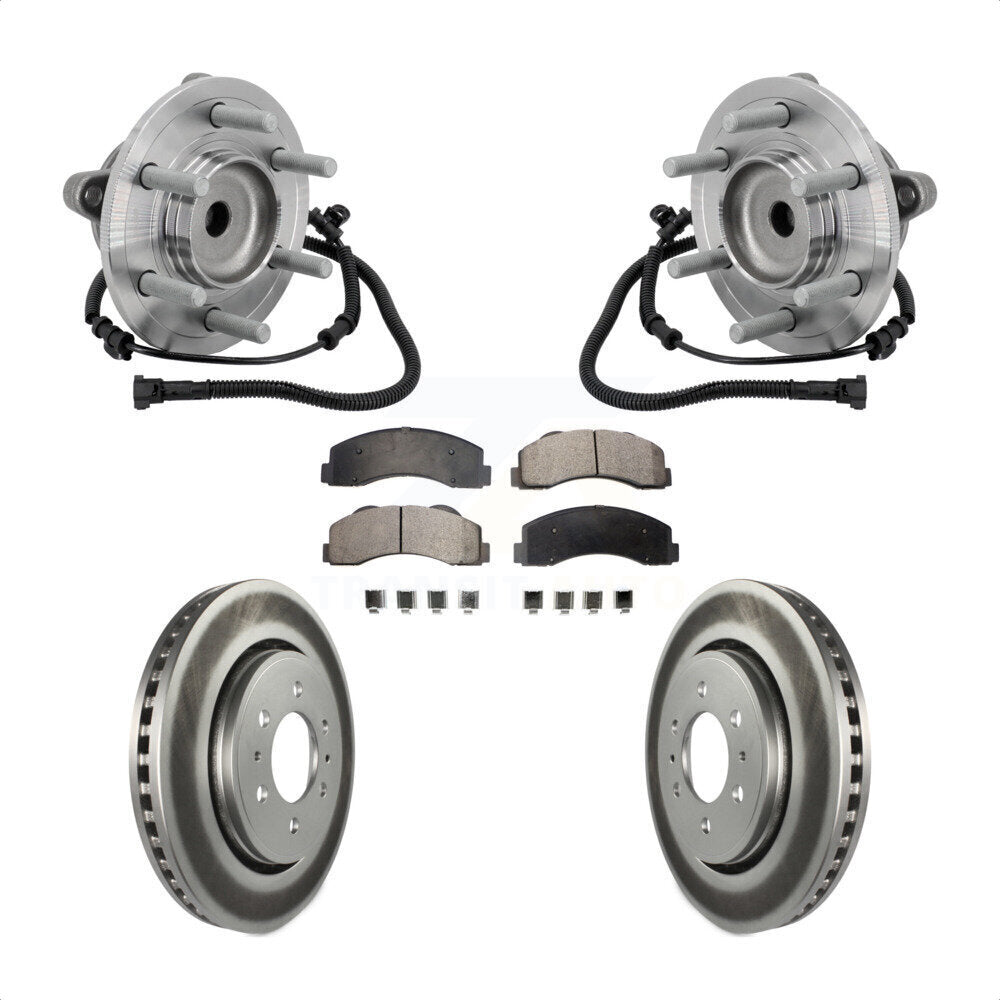 Front Hub Bearing Assembly Coated Disc Brake Rotor & Pad Kit For 2015-2017 Ford F-150 RWD KBB-133104