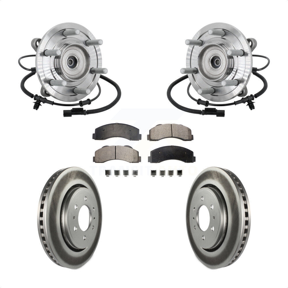 Front Hub Bearing Assembly Coated Brake Rotor Pad Kit For 2017 Ford F-150 Raptor with 4WD KBB-133105