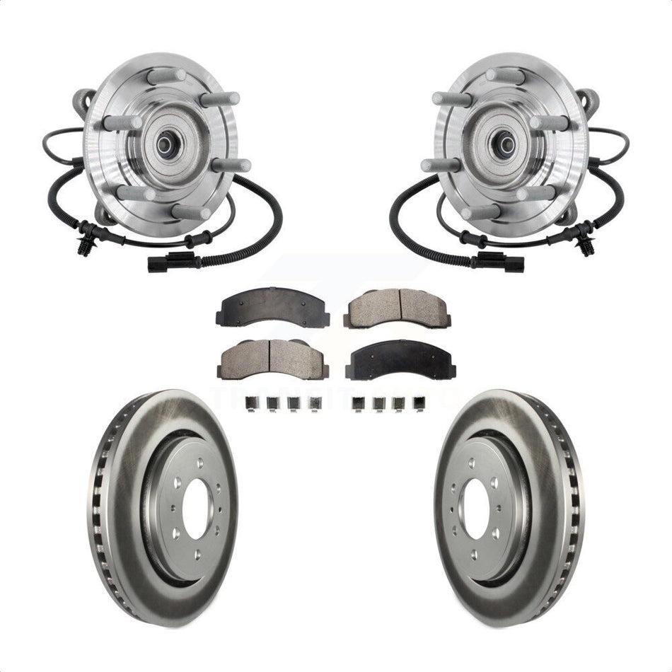 Front Hub Bearing Assembly Coated Brake Rotor Pad Kit For 2017 Ford F-150 Raptor with 4WD KBB-133105