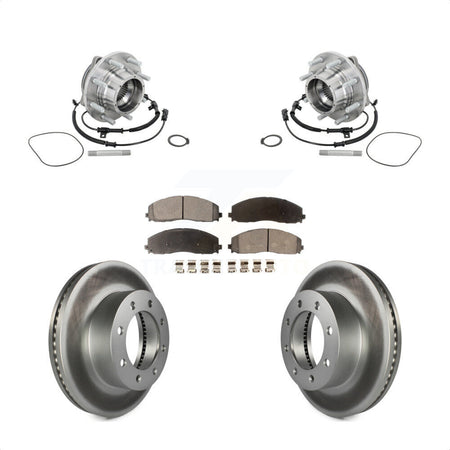 Front Hub Bearing Coated Brake Rotor Pads Kit For Ford F-450 Super Duty With 8 Lug Wheels KBB-133107
