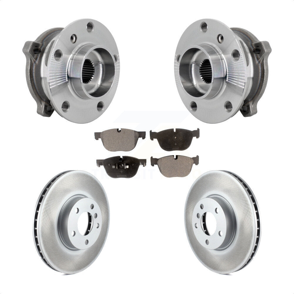 Front Hub Bearing Assembly Coated Brake Rotor And Pad Kit For BMW X5 X6 M12 x 1.25 Thread KBB-133112