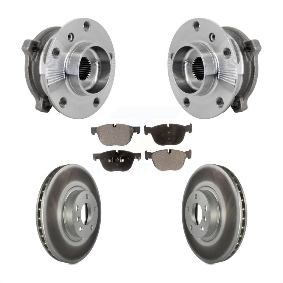 Front Hub Bearing Assembly Coated Brake Rotor And Pad Kit For BMW X5 X6 M12 x 1.25 Thread KBB-133113