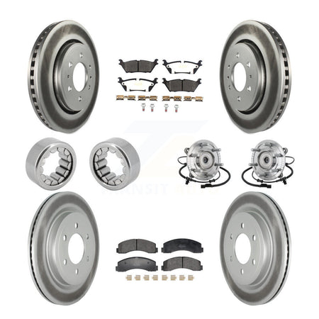 Front Rear Hub Bearing Coated Brake Rotor Pad Shoe Kit (10Pc) For 18-20 Ford F-150 Raptor KBB-133123