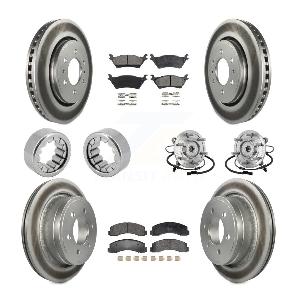 Front Rear Hub Bearing Coated Brake Rotor Pad Shoe Kit (10Pc) For 18-20 Ford F-150 Raptor KBB-133124