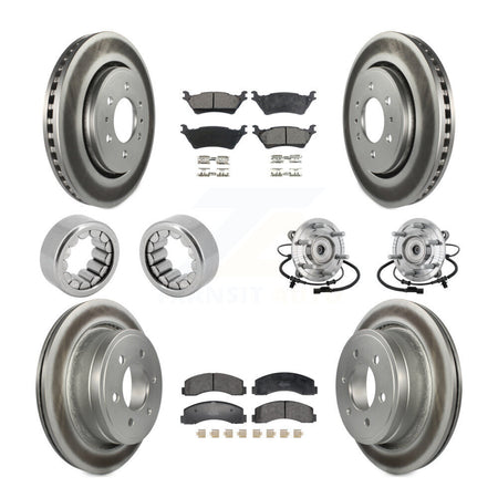Front Rear Hub Bearing Coated Brake Rotor Pad Shoe Kit (10Pc) For 18-20 Ford F-150 Raptor KBB-133124