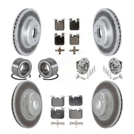 Front Rear Hub Bearing Coated Disc Brake Rotor & Pad Shoe Kit (10Pc) For BMW M240i xDrive KBB-133126