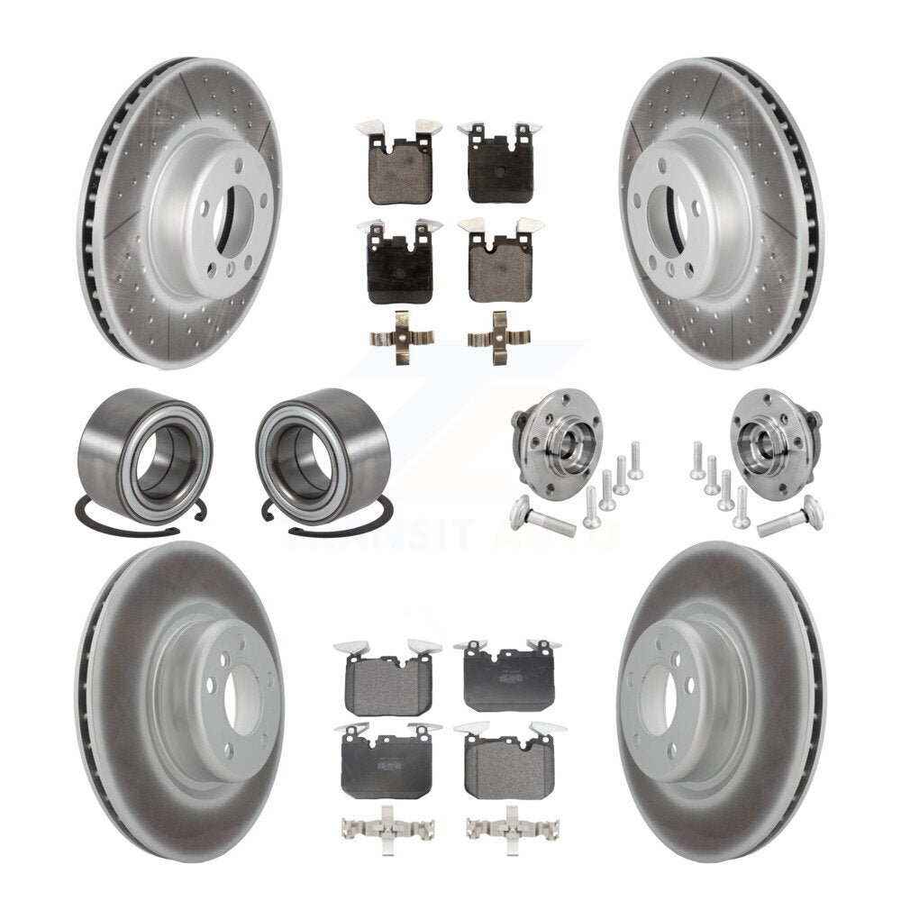 Front Rear Hub Bearing Coated Disc Brake Rotor & Pad Shoe Kit (10Pc) For BMW M240i xDrive KBB-133127
