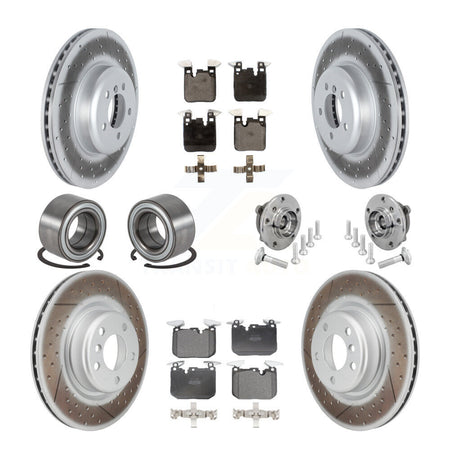 Front Rear Hub Bearing Coated Disc Brake Rotor & Pad Shoe Kit (10Pc) For BMW M240i xDrive KBB-133130