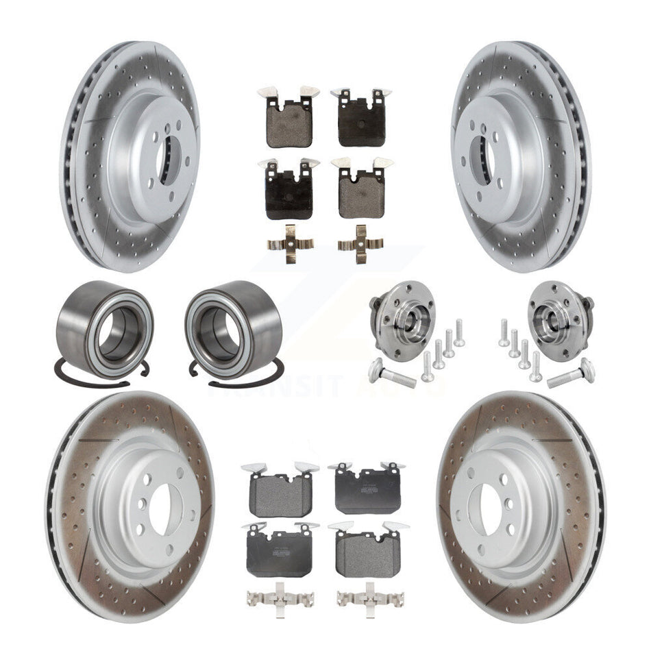 Front Rear Hub Bearing Coated Disc Brake Rotor & Pad Shoe Kit (10Pc) For BMW M240i xDrive KBB-133130