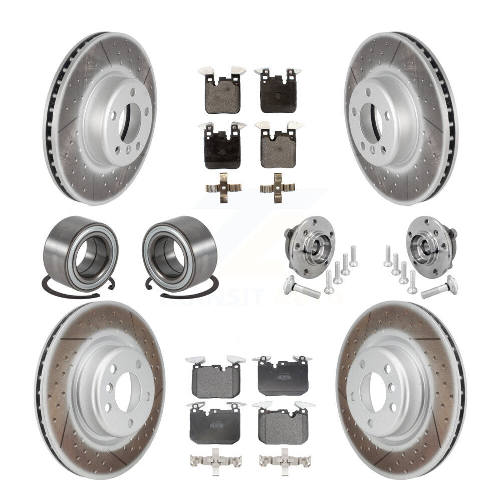 Front Rear Hub Bearing Coated Disc Brake Rotor & Pad Shoe Kit (10Pc) For BMW M240i xDrive KBB-133131
