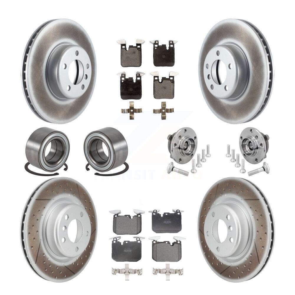 Front Rear Hub Bearing Coated Disc Brake Rotor & Pad Shoe Kit (10Pc) For BMW M240i xDrive KBB-133132