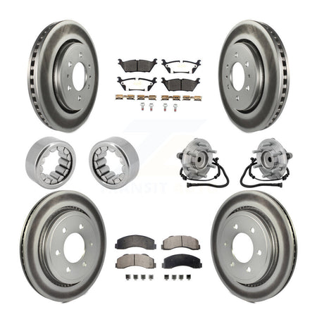 Front Rear Hub Bearing Coat Brake Rotor Pads Shoe Kit (10Pc) For 2015-2017 Ford F-150 RWD KBB-133135