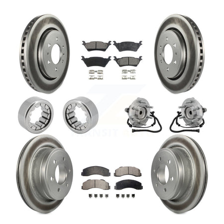 Front Rear Hub Bearing Coat Brake Rotor Pads Shoe Kit (10Pc) For 2015-2017 Ford F-150 RWD KBB-133136