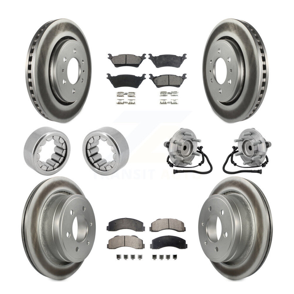 Front Rear Hub Bearing Coat Brake Rotor Pads Shoe Kit (10Pc) For 2015-2017 Ford F-150 RWD KBB-133136