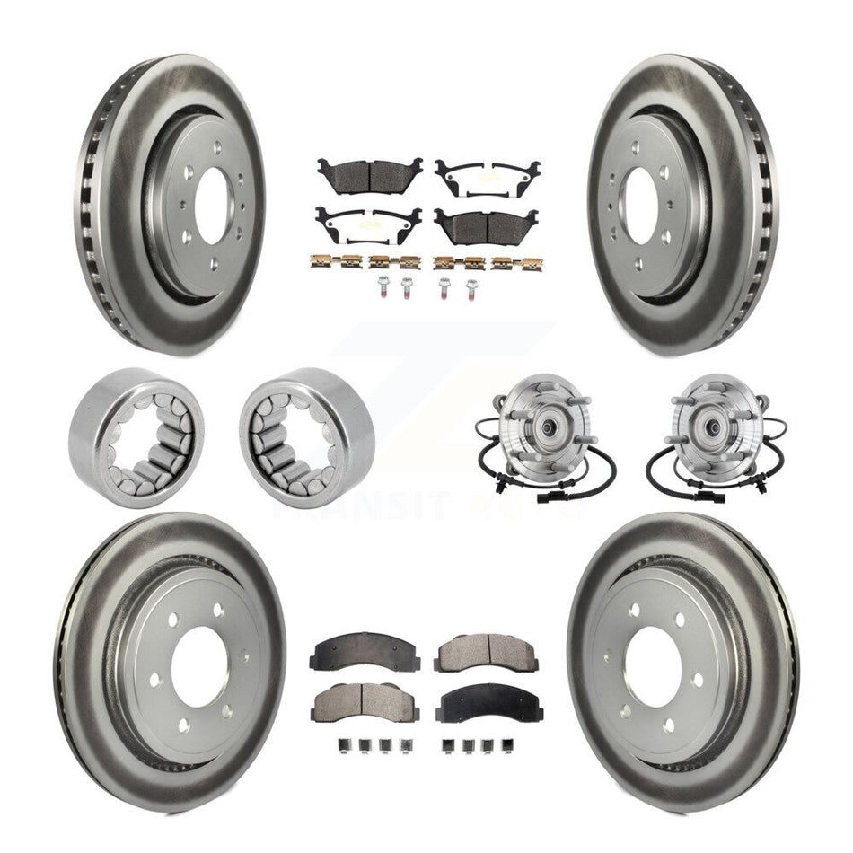 Front Rear Hub Bearings Coated Disc Brake Rotors And Pads Shoes Kit (10Pc) For Ford F-150 KBB-133137