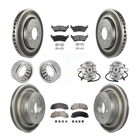 Front Rear Hub Bearings Coated Disc Brake Rotors And Pads Shoes Kit (10Pc) For Ford F-150 KBB-133138