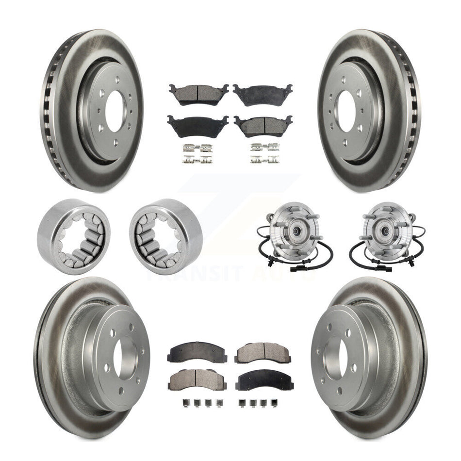 Front Rear Hub Bearings Coated Disc Brake Rotors And Pads Shoes Kit (10Pc) For Ford F-150 KBB-133138