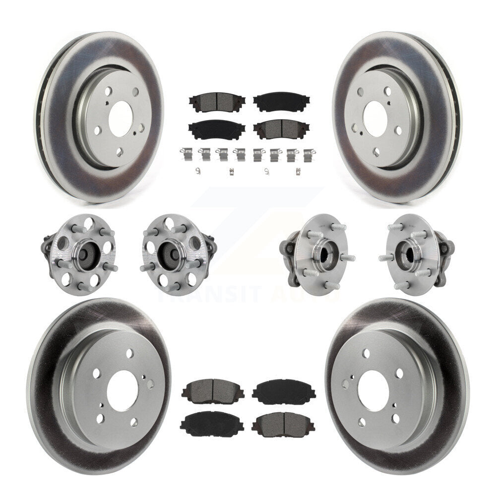 Front Rear Hub Bearings Coated Disc Brake Rotors And Pads Kit (10Pc) For Toyota C-HR KBB-133162