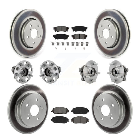 Front Rear Hub Bearings Coated Disc Brake Rotors And Pads Kit (10Pc) For Toyota C-HR KBB-133162