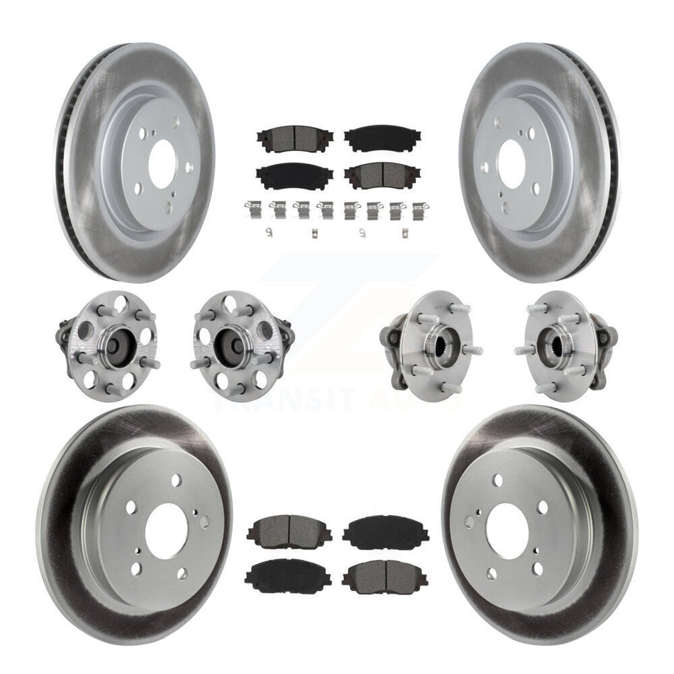 Front Rear Hub Bearings Coated Disc Brake Rotors And Pads Kit (10Pc) For Toyota C-HR KBB-133163