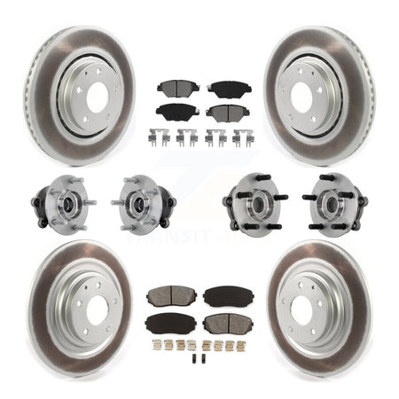 Front Rear Hub Bearing Coated Brake Rotor And Pad Kit (10Pc) For 2016-2023 Mazda CX-9 AWD KBB-133164