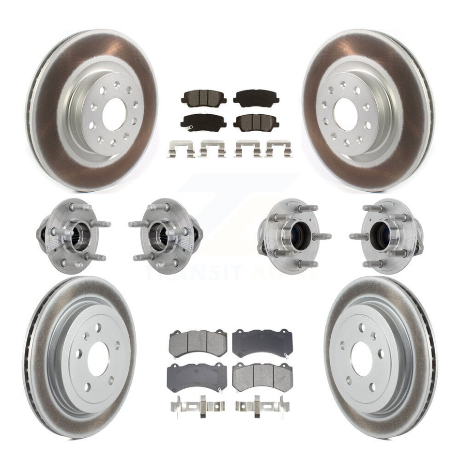 Front Rear Hub Bearings Coated Disc Brake Rotors And Pads Kit (10Pc) For Cadillac CTS KBB-133166