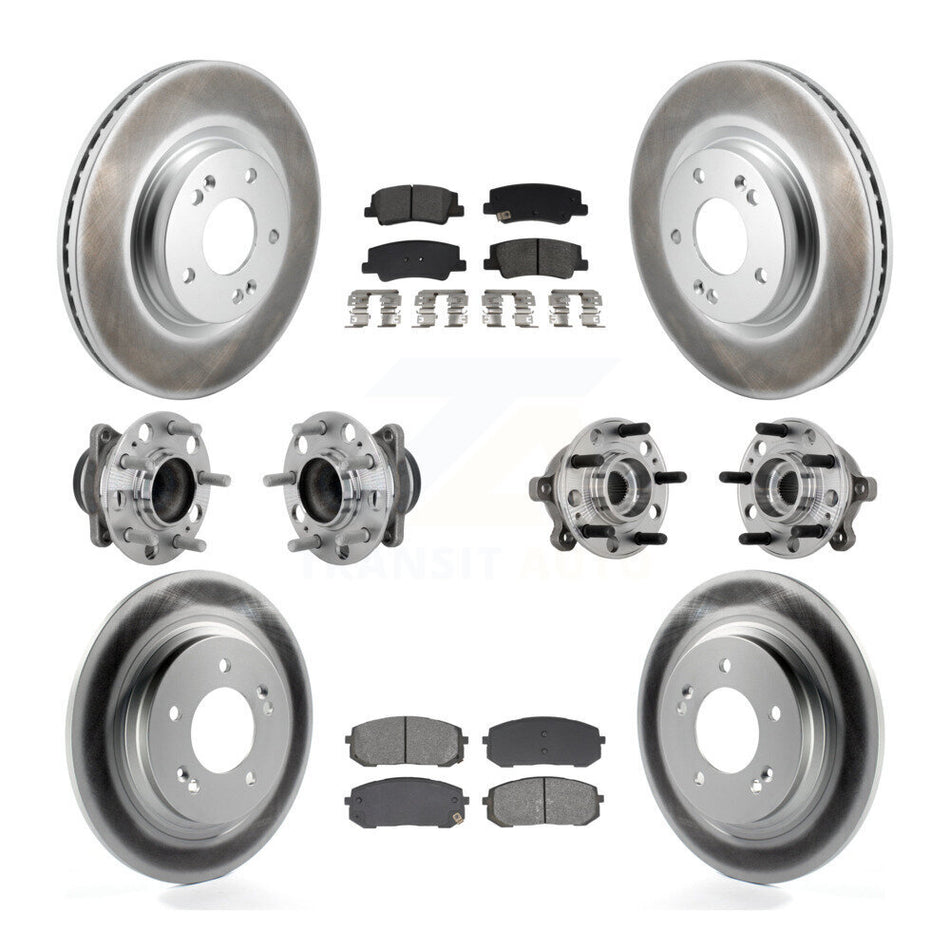 Front Rear Hub Bearing Coated Disc Brake Rotor & Pad Kit (10Pc) For Hyundai Sonata Kia K5 KBB-133167