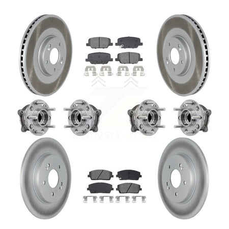 Front Rear Hub Bearing Coat Brake Rotor Pad Kit (10Pc) For Hyundai Palisade Kia Telluride KBB-133168
