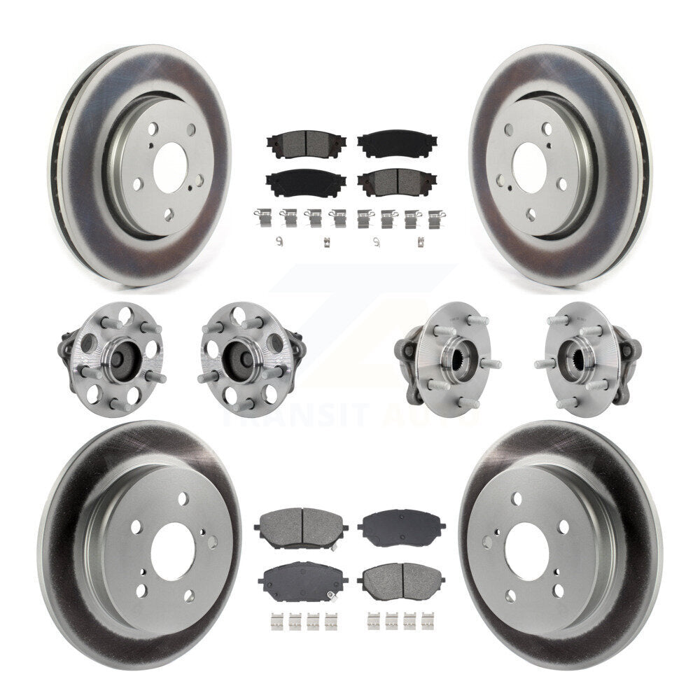 Front Rear Hub Bearings Coated Disc Brake Rotors And Pads Kit (10Pc) For Toyota C-HR KBB-133169