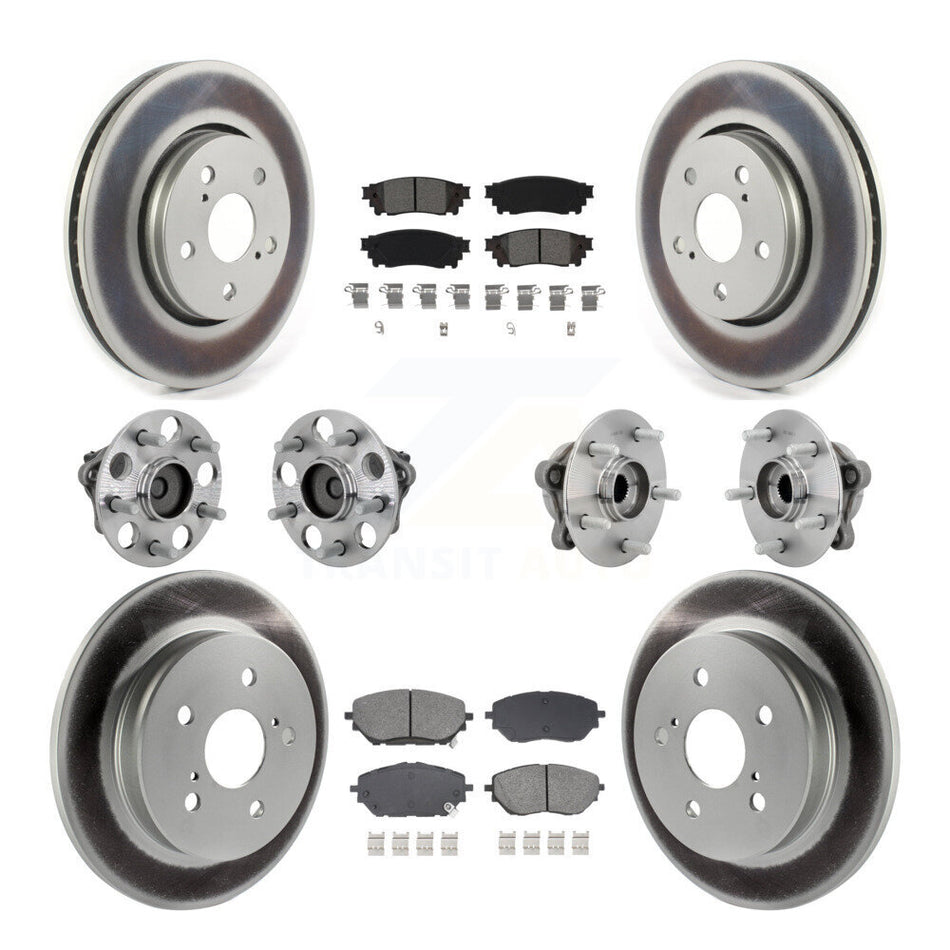 Front Rear Hub Bearings Coated Disc Brake Rotors And Pads Kit (10Pc) For Toyota C-HR KBB-133169