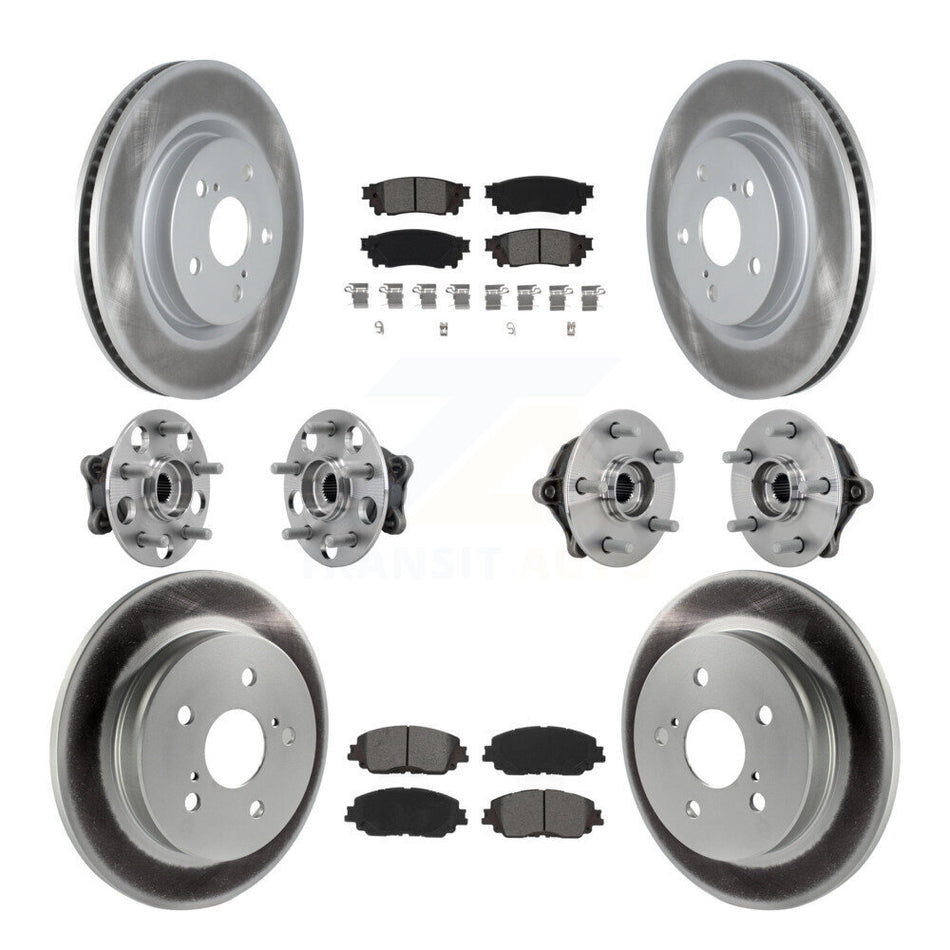 Front Rear Hub Bearing Coated Disc Brake Rotors And Pads Kit (10Pc) For Toyota RAV4 Venza KBB-133171