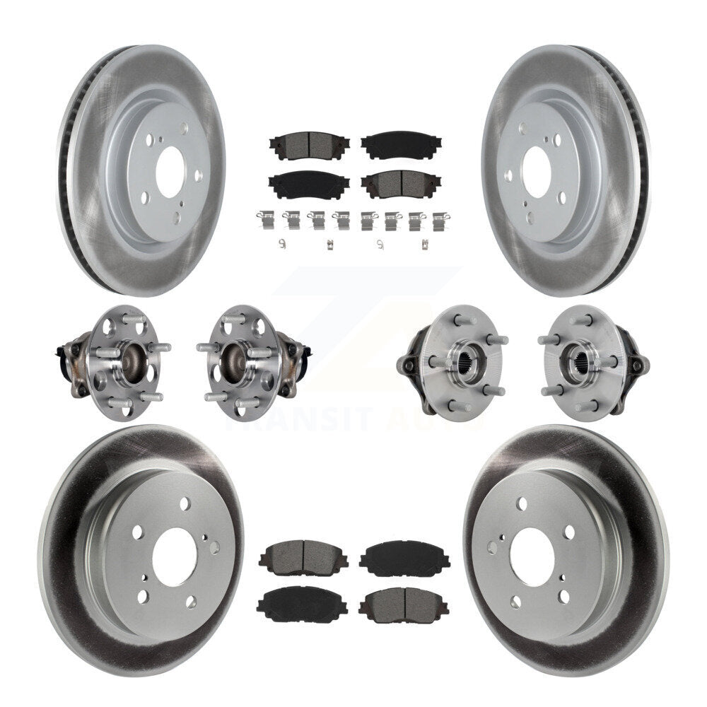 Front Rear Hub Bearings Coated Disc Brake Rotors And Pads Kit (10Pc) For Toyota RAV4 KBB-133172