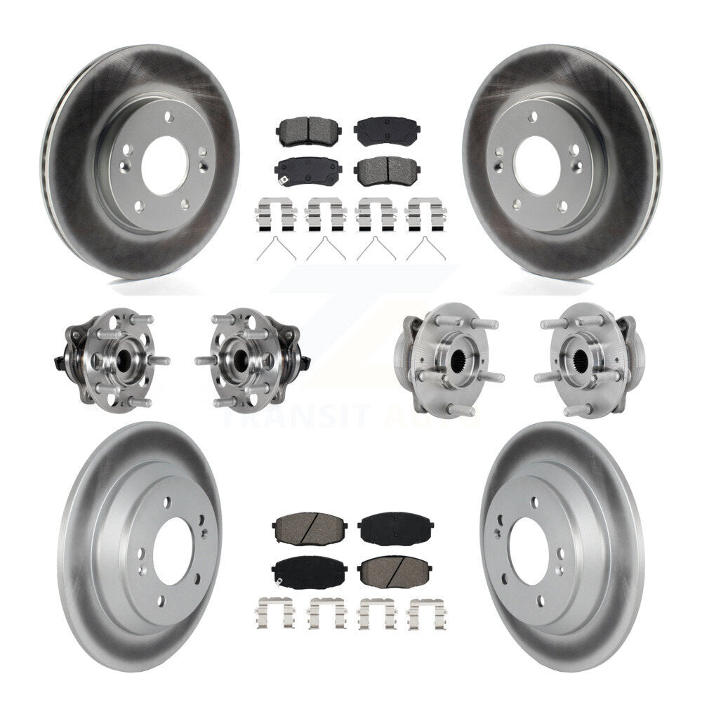 Front Rear Hub Bearing Coat Brake Rotor Pads Kit (10Pc) For 22 Hyundai Kona FWD with 1.6L KBB-133177