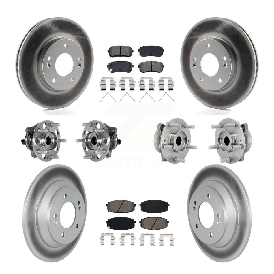 Front Rear Hub Bearing Coat Brake Rotor Pads Kit (10Pc) For 22 Hyundai Kona FWD with 1.6L KBB-133177