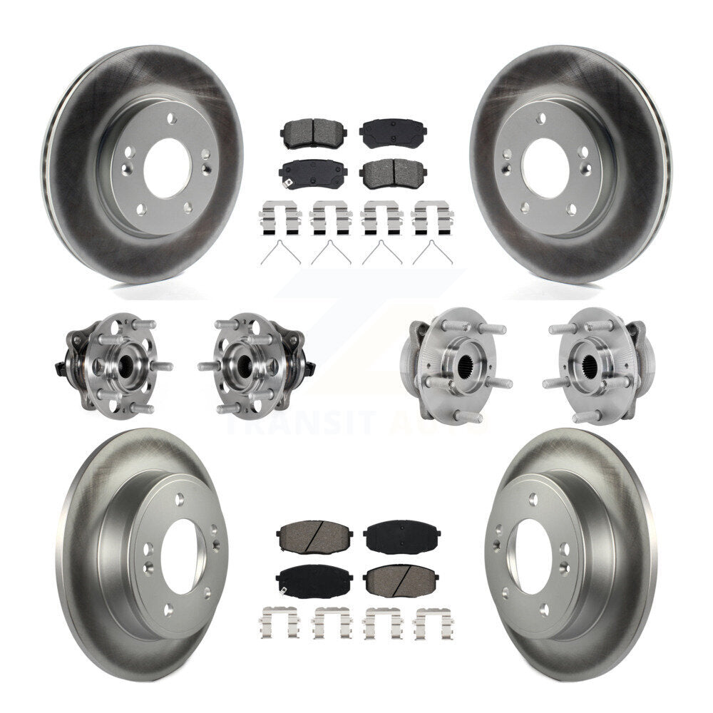 Front Rear Hub Bearings Coated Disc Brake Rotors And Pads Kit (10Pc) For Hyundai Kona KBB-133178