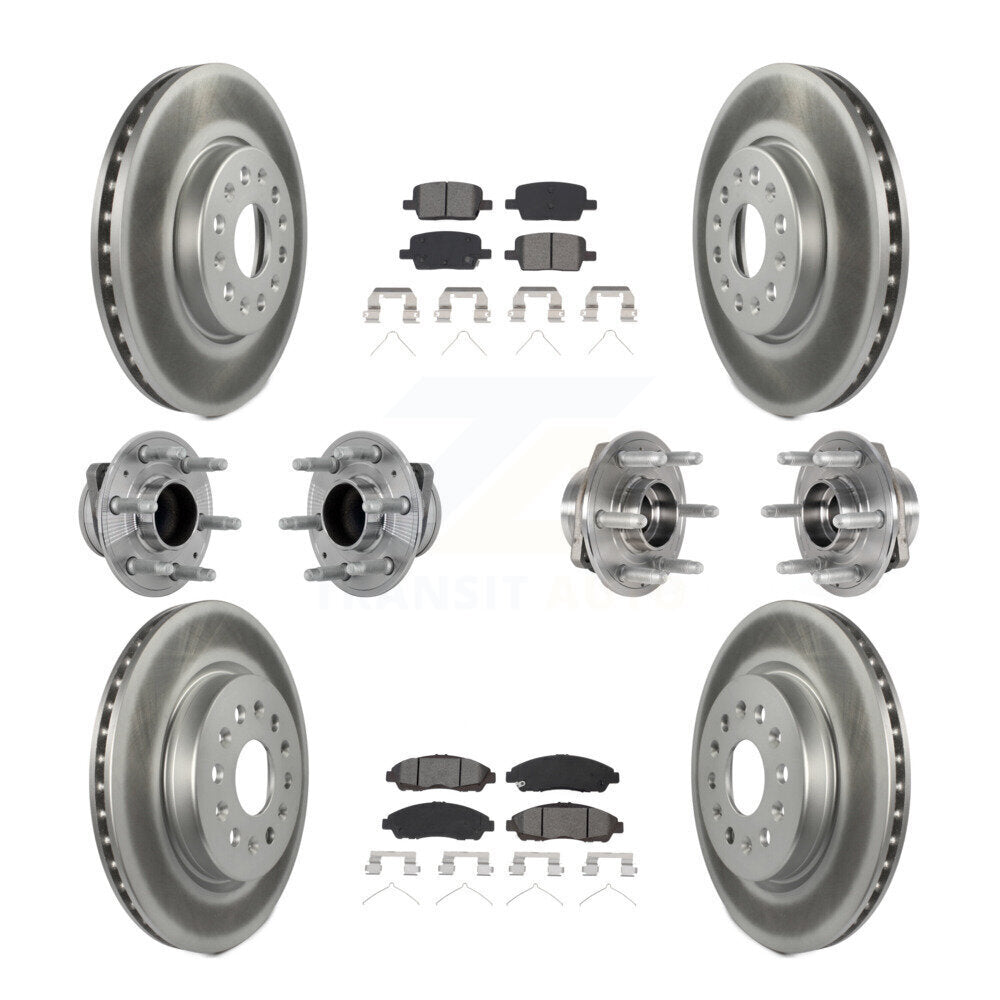 Front Rear Hub Bearing Coat Brake Rotor Pads Kit (10Pc) For Chevrolet Traverse GMC Acadia KBB-133182