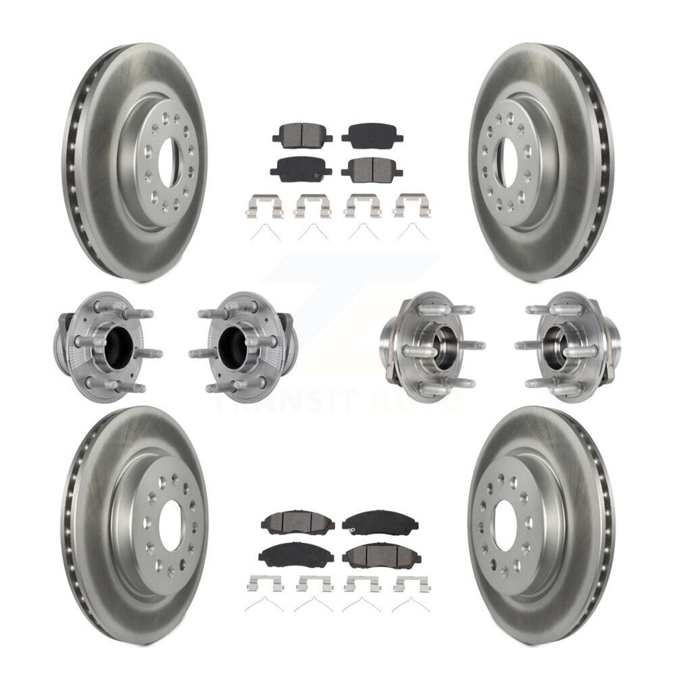 Front Rear Hub Bearing Coat Brake Rotor Pads Kit (10Pc) For Chevrolet Traverse GMC Acadia KBB-133182